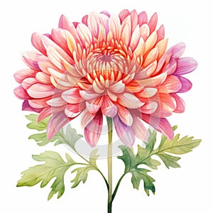 Watercolor Pink Chrysanthemum Flower Clipart - Heather Theurer Style