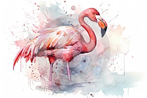 watercolor pink flamingo in splashes