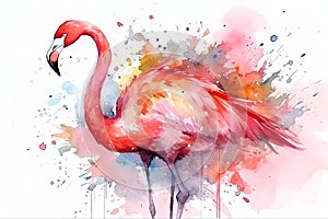 watercolor pink flamingo in splashes