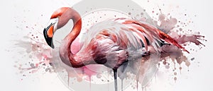 watercolor pink flamingo in splashes