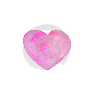 Watercolor pink heart isolated on a white background. Element