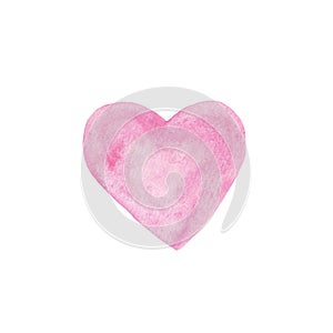 Watercolor pink heart isolated on a white background. Element