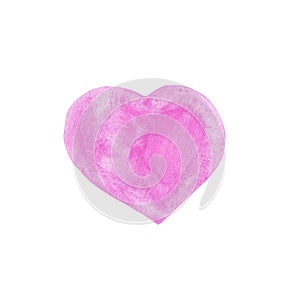 Watercolor pink heart isolated on a white background. Element