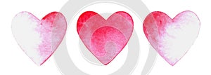 Watercolor pink heart shape art isolated on whaite background