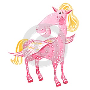 Watercolor pink Pegasus