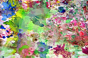 Watercolor pink vivd waxy splashes, abstract creative background