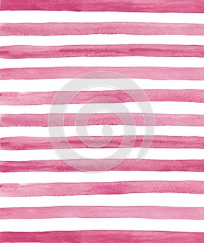 Watercolor pink and white stripes background