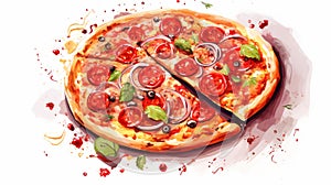 Watercolor Pizza: Realistic And Hyper-detailed Renderings In 2d Game Art Style