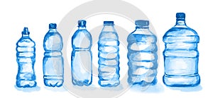 Watercolor plastic bottles set.