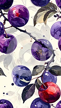 Watercolor Plum Pattern