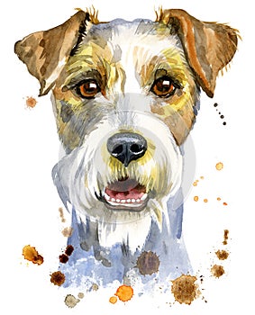 Watercolor portrait of airedale terrier dog