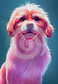 Watercolor portrait of cute Spinoni Italiani dog. photo