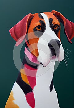 Watercolor portrait of cute Treeing Walker Coonhound dog.