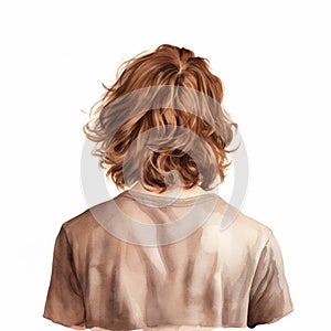 Watercolor Portrait Of A Person In A Brown Shirt