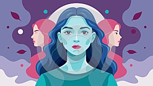A watercolor portrait of a woman with multiple faces inspired by the concept of lucid dreaming.. Vector illustration. photo