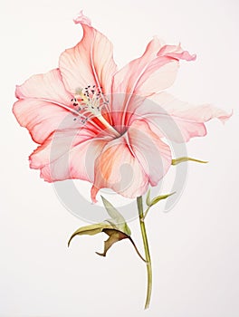 Watercolor Portrayal of the Kakabeak Flower on a White Canvas AI Generated