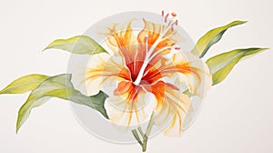 Watercolor Portrayal of the Kakabeak Flower on a White Canvas AI Generated