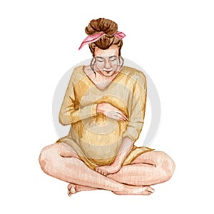 Watercolor pregnancy clipart illustration