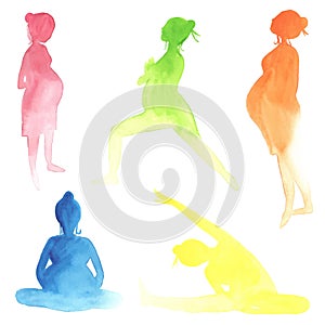 Watercolor pregnant women