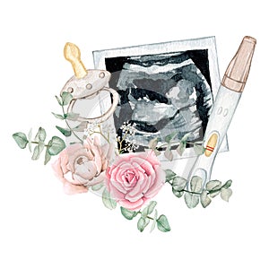 Watercolor prenatal composition clipart