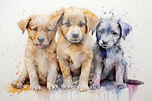 watercolor puppies paws in watercolor wonderland dog funny little puppies pets watercolor photo