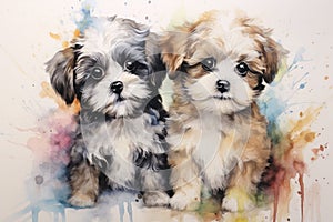 watercolor puppies paws in watercolor wonderland dog funny little puppies pets watercolor