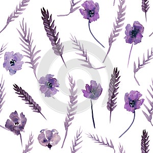Watercolor purple flowers clipart. Floral clip art. Handmade illustration for greeting cards, wallpaper, stationery