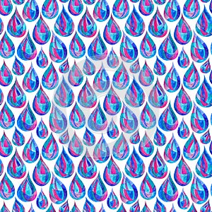 Watercolor rain drops seamless pattern. Hand painted abstract modern texture for surface designs, textiles, wrapping