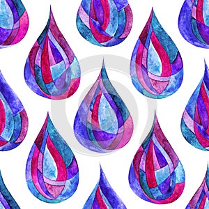 Watercolor rain drops seamless pattern. Hand painted abstract modern texture for surface designs, textiles, wrapping