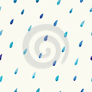Watercolor rain drops seamless pattern
