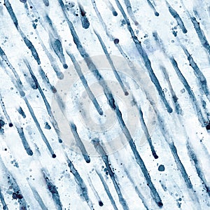 Watercolor rain drops seamless pattern. Watercolour abstract hand drawn creative texture