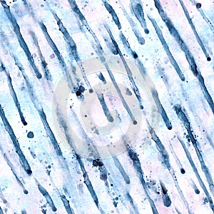 Watercolor rain drops seamless pattern. Watercolour abstract hand drawn creative texture