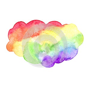 Watercolor rainbow cloud isolated