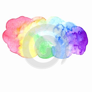 Watercolor rainbow cloud isolated