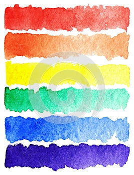 Watercolor stripe brush colorful rainbow palette vector background