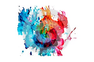 Watercolor rainbow paint splash brush stroke and Colorful Ink paint splatter powder festival explosion abstract background