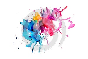 Watercolor rainbow paint splash brush stroke and Colorful Ink paint splatter powder festival explosion abstract background