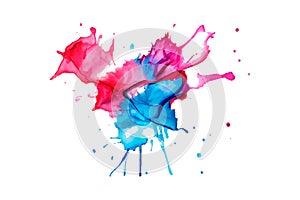 Watercolor rainbow paint splash brush stroke and Colorful Ink paint splatter powder festival explosion abstract background