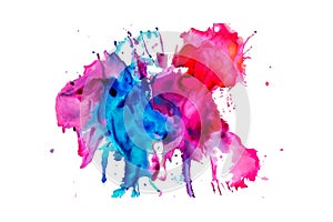 Watercolor rainbow paint splash brush stroke and Colorful Ink paint splatter powder festival explosion abstract background