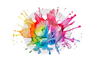 Watercolor rainbow paint splash brush stroke and Colorful Ink paint splatter powder festival explosion abstract background