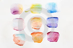 Watercolor rainbow palette for icons. Abstract wallpaper. Colorful background