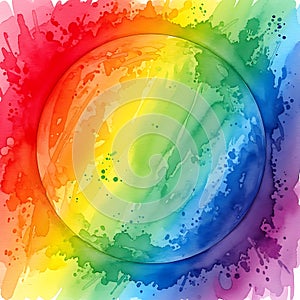 Watercolor Rainbow Sphere Splatter Art