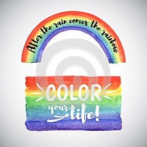 Watercolor rainbow templates with inspiration quotes