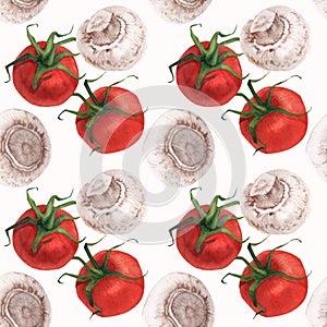 Watercolor realistic food pattern