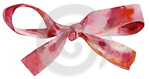 Watercolor red bow. Beautiful great design for any purposes