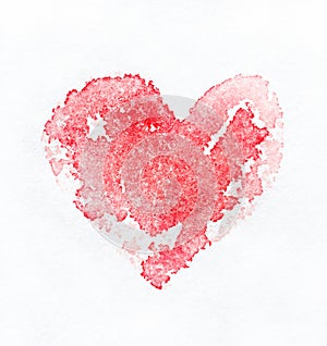 Watercolor red heart. Abstract background.