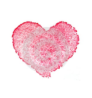 Watercolor red heart. Abstract background.