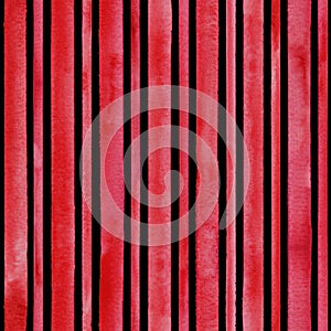 Watercolor red stripes on black background. Black and red striped seamless pattern