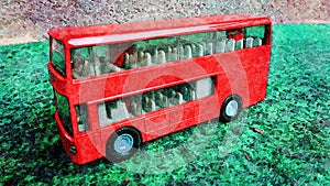 Watercolor representing a red double decker bus