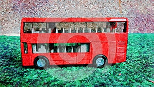 Watercolor representing a red double decker bus